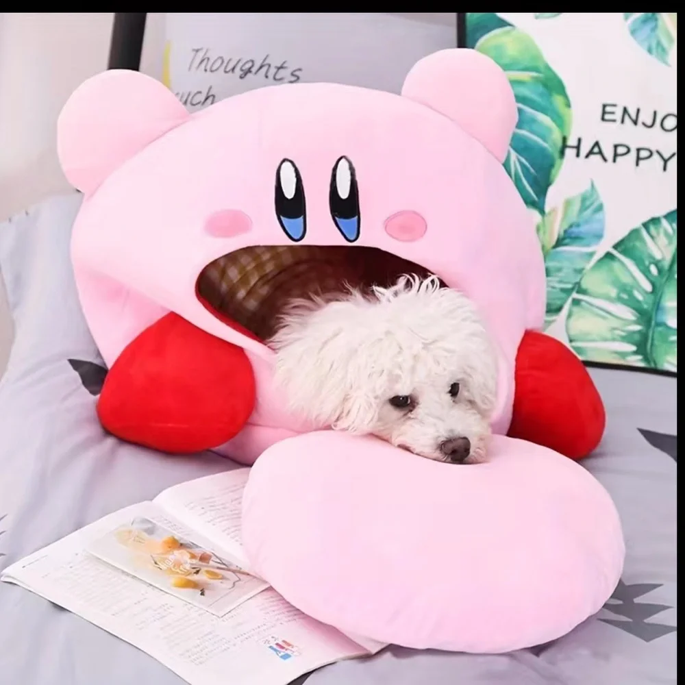 Kirby plush pet bed with detachable pillow